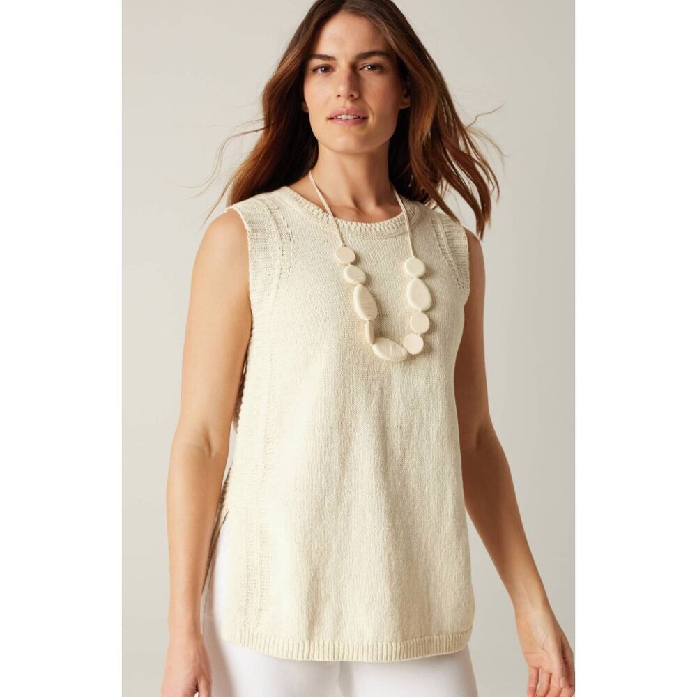 J.Jill Side Stitched Sleeveless Sweater Womens Size 2X Coastal Minimalist Boho